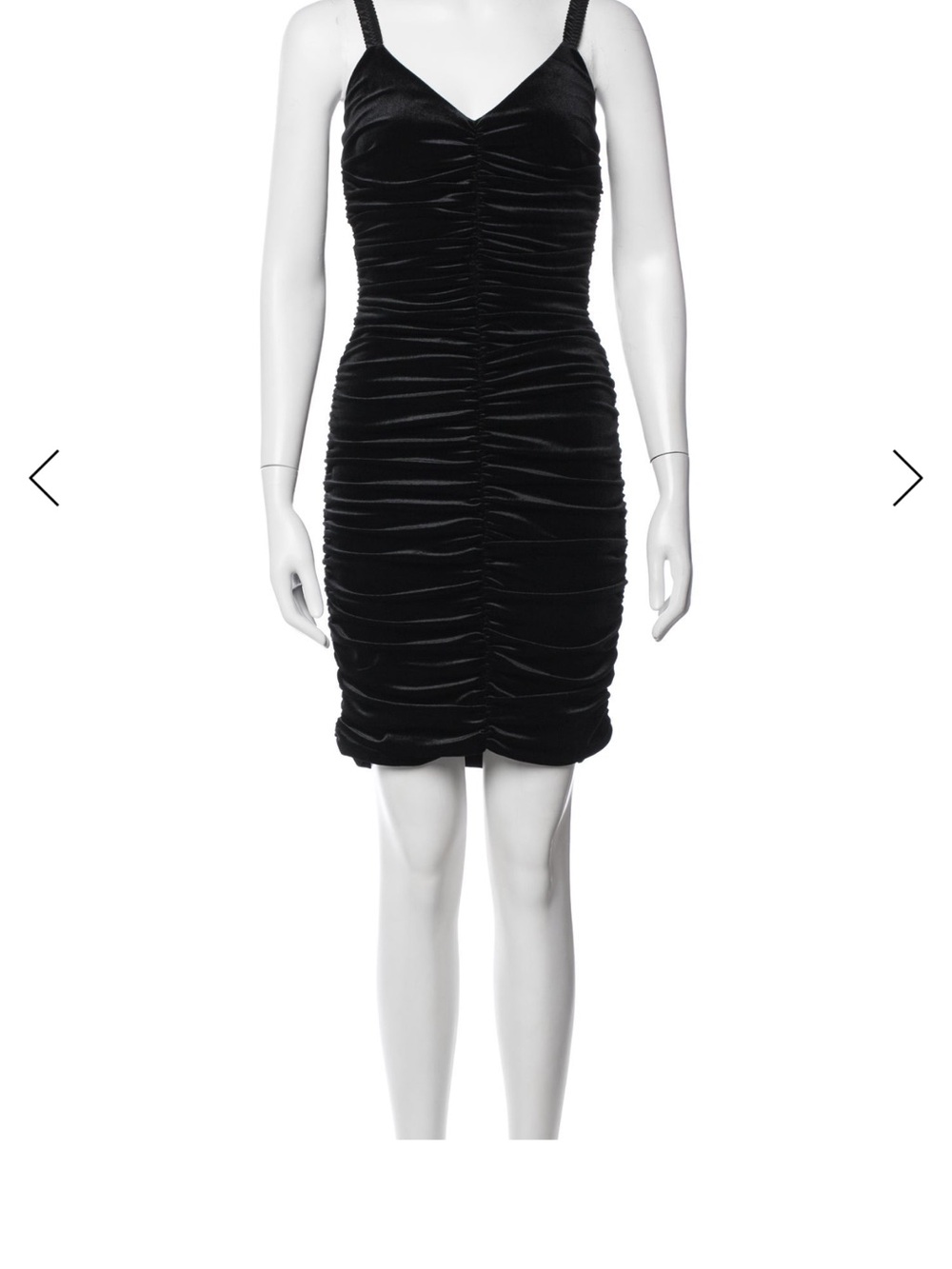 Dolce & Gabbana Black Ruched Velvet Mini Dress